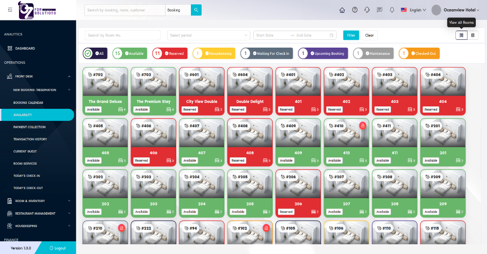 Room Availability Full View